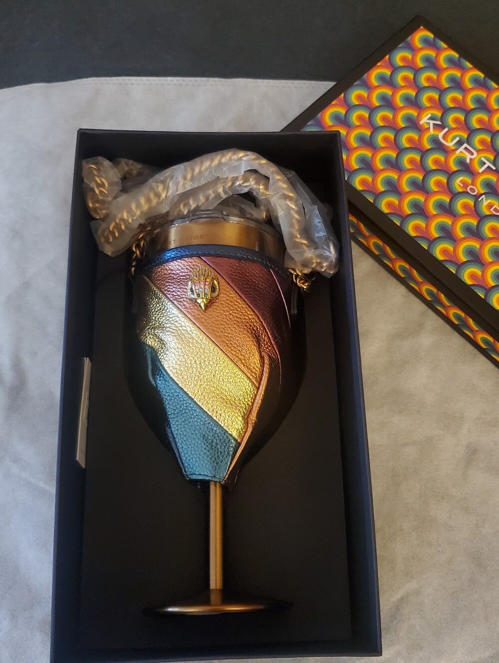 Kurt Geiger Multicolor/Rainbow Metallic Leather Goblet Crossbody Bag